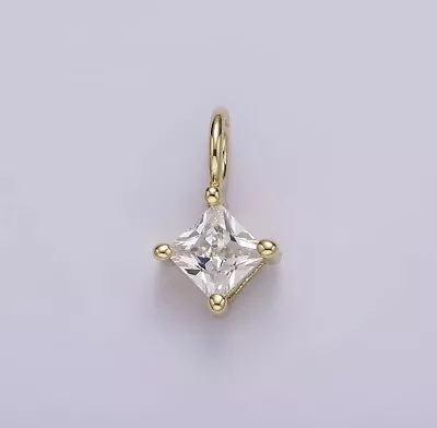 Tiny Diamond Shape Charm Micro Pave CZ Charm 14K Gold Filled Pendant • $17