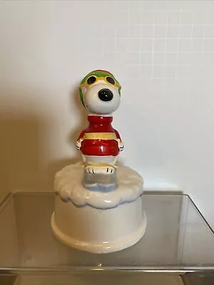 B Vintage Peanuts Snoopy Skiing Music Box Figurine Aviva • $24.99