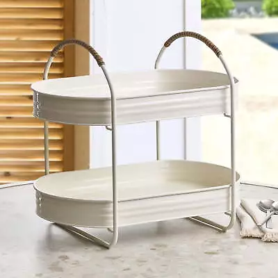 Vanilla White Galvanized 2-Tier Serving Tray Stand15.90 In X 10.74 In • $18.94