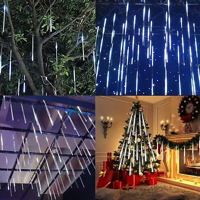 LED Meteor Shower Rain Lights Icicle Snowfall Lights Christmas Outdoor Tree Xmas • £5.99