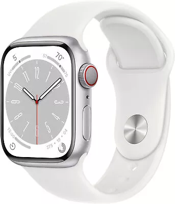 Apple Watch Gen 8 Series 8 Cell 41mm White Aluminum - White Sport Band MP4E3LL/A • $210