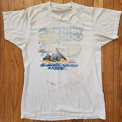 Vintage 1985 Indy 500 SUPER THIN Single Stitch USA T Shirt XL 80s Danny Sullivan • $15