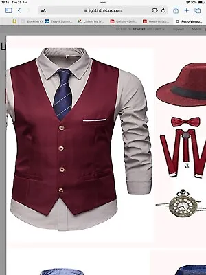Cool 1920 Gangster Costume | Fancy Dress Mens Halloween Outfit Great Gatsby Hat • £7.99