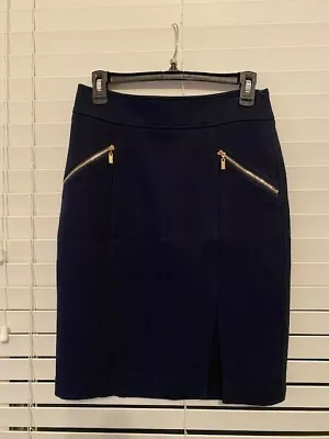 CACHE Navy Blue Front Side Splits Women Skirt Size 4 • $29.99