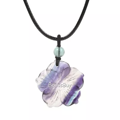 28mm Hand Carved Gemstone Hawaii Flower Pendant Necklace 22  • £7.19