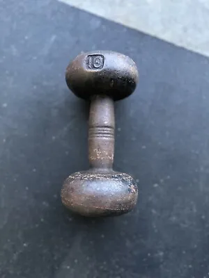 Vintage 10lb Dumbbell Striped Handle Three Stripes Antique Dumbbell Cast Iron • $60