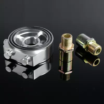 Oil Filter Cooler Sandwich Plate Adapter Car Oil Pressure Temperature Gauge Kit • $14.31