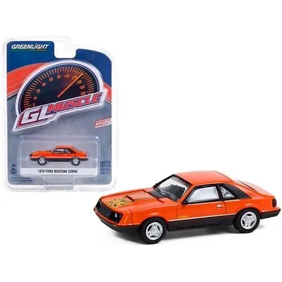 Greenlight 1/64 GL Muscle 24 1979 Ford Mustang Cobra Tangerine And Black 13290C • $8