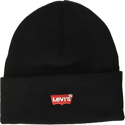 Levis Red Batwing Embroidery Logo Beany / Wooly Hat 230791 - Black • £19.99