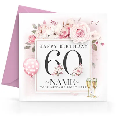 Personalised 60th Birthday Card Female Daughter Sister Friend Wife Mum Grandma • £2.95
