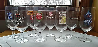 8 VTG MCM Stemmed German Beer Glasses W/ Gold Rim - Bonnet Konigsbacher HB +++ • $49.95