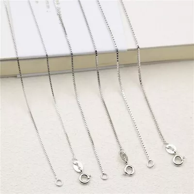 Women's 925 Sterling Silver Box Chain Necklace DIY Choker Chain Silver Necklaces • $8.09