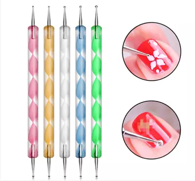 5Pcs/set 2-Way Nail Art Dotting Dot Pen Screw Rod Manicure Tools DIY Mix Tips • $2.19