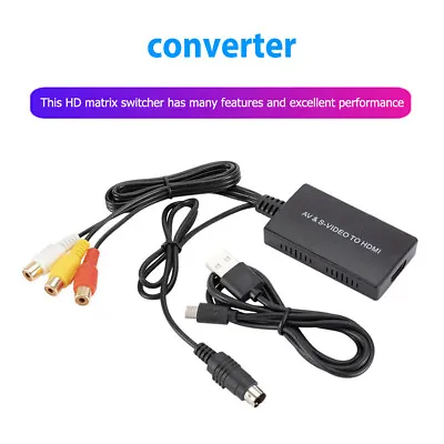 720P/1080P RCA AV S-Video To HDMI-compatible Converter Adapter Support NTSC PAL • £9.66