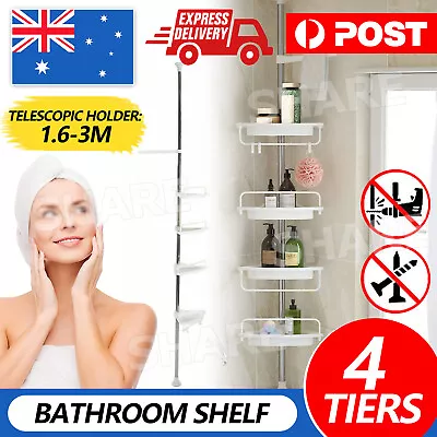 Bathroom Shelf Telescopic Adjustable Wall Corner Shower Rack Organizer 4 Tier • $22.95