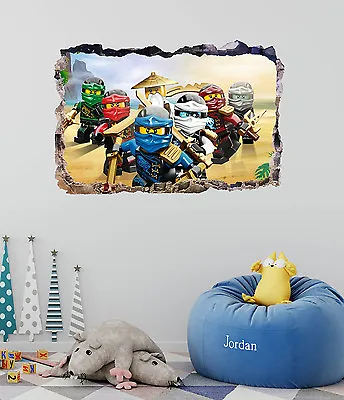 Lego Ninjago Smashed 3D Wall Decal Movie Mural Art Home Decor Vinyl DA112 • $14.95