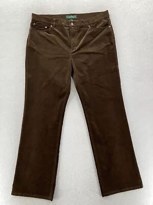 Vintage LRL Lauren Ralph Lauren Corduroy Pants Women's 16 Brown Classic Straight • $21.99