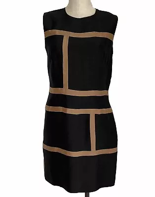 MARTIN GRANT Paris Classic Sleeveless Sheath Dress Sz L Black Brown • $175