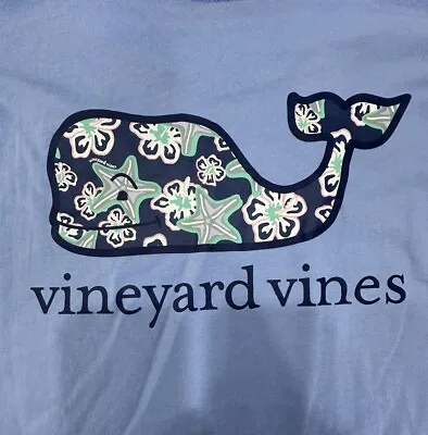 Vineyard Vines Girls Sz L 14 Sea Star Flower Whale T-Shirt Hydrangea Blue NWT • $18.99