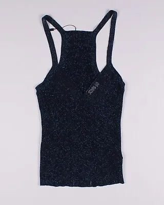 Vintage Miss Sixty Y2K Sparkle Knitted Navy Tank Top Size XS-S • $70