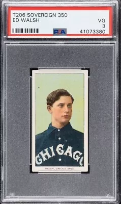 💥Big Ed Walsh T206 1909 Sovereign 350 Chicago White Sox HOF PSA 3 VG - Centered • $2200