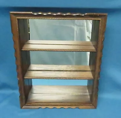 Mahogany Wood Frame Mirror Wall Shadow Box Curio Display Shelves • $59.99