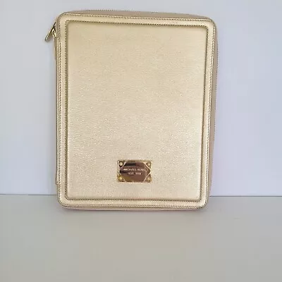 Michael Kors Gold Metalic Zipper Tablet Holder Protective Case 10x8 Ipad Fair • $12