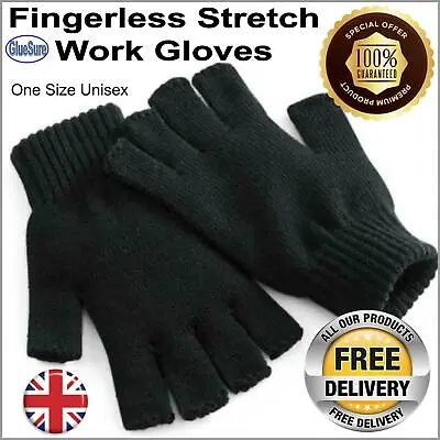 £2.99 • Buy Fingerless Gloves Work Thermal Mens Womens Unisex Half Finger Magic Winter Sport