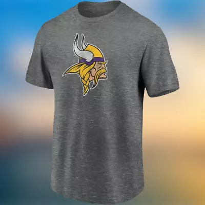 Men's Size Medium Minnesota Vikings NFL Heather Gray Distressed Logo SS T-Shirt • $16.11