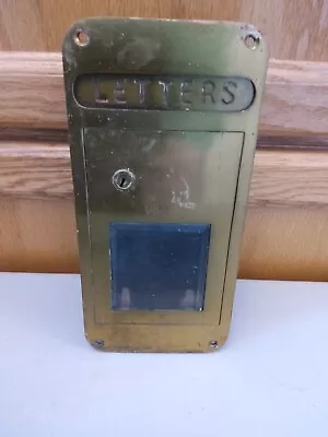 Vintage Brass Apartment Mailbox With Letter Slot & Beveled Glass Window • $49.95