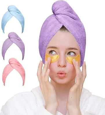 Hair Drying Towel Wrap - 3 Pack Microfibre Super Absorbent • £8.45