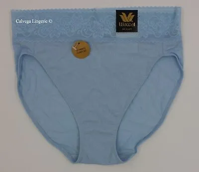 NWT Wacoal 871353  Comfort Touch  Hi-Cut Tencel W/ Lace Panty Light Blue (451) • $16.99