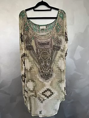 Camilla Kaftan Oversize Dress Tshirt Embellished Free Size Aztec Soft Boho • $19