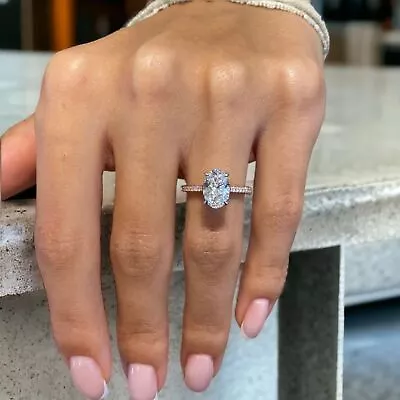 $3328.39 • Buy 14K White Gold Engagement Ring Lab Created Diamond 1.75 Ct VS1 F Two Tone Gift