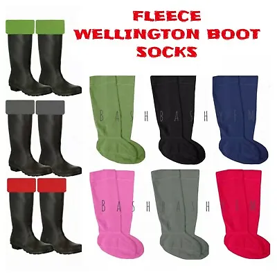 Mens Womens Fleece Wellie Socks Ladies Wellington Boot Thermal Liners Warm • £7.95
