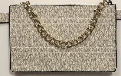 Nwt Michael Kors Vanilla Signature Logo Pull Chain Belt Bag Medium Msrp $55.00  • $39.95