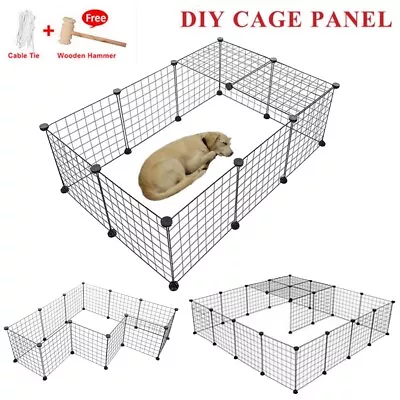 16 Panel Pet Playpen Dog Puppy Rabbit Portable Cage Run Pen Folding Fence Crate • £18.89
