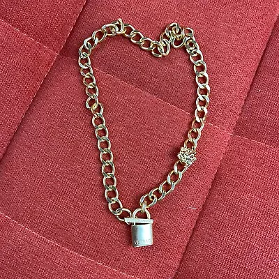 Vintage Versace Lock Amulet Pendant Gold Chain Necklace • $160