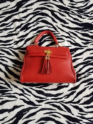 Aldo Red Kelly Bag Faux Leather Mini Handbag Tassel Front Bag • £29.99