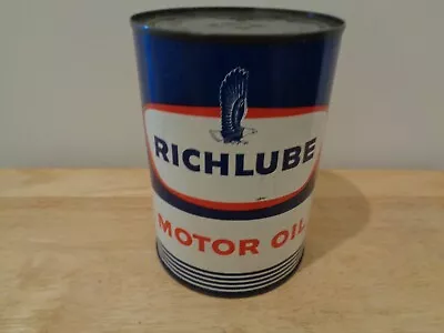 Richfield Oil Company Full 1 Quart Oil Can Richlube Motor Oil Has A 41 Date Code • $100