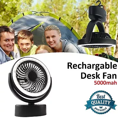 360° Portable Travel  Fan USB Rechargeable Clip-On LED Desk Hook Camping Fan AU • $36.99