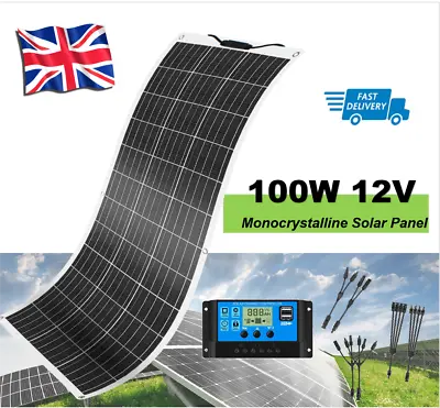 £172.79 • Buy Solar Panel Flexible 100W 200W 12V Mono RV Caravan Marine Boat Battery Charger