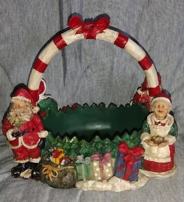 Vintage Cedar Creek Santa & Mrs. Claus Christmas Basket W/ Handle Decor Figure • $25