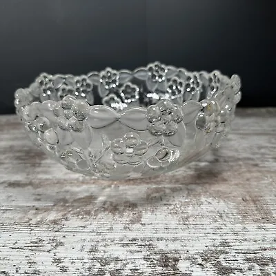 Mikasa Crystal Carmen Bowl Round Glass Etched Leaves & Clear Flowers • $7.98