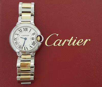 Cartier Ballon Bleu Ladies Watch Steel 18K Yellow Gold W69007Z3 28 Mm Rtl $7150 • $3995