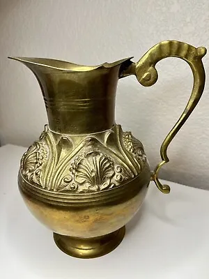 Vintage Brass India Jug 9” Water Pitcher Can Be Polished Up If Desired • $23