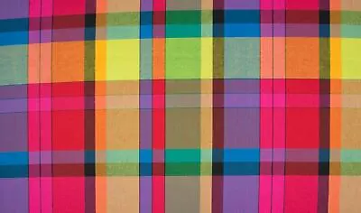 Cotton 100% Poplin Fabric Material Tartan Madras Check Rainbow 005 • £119.99