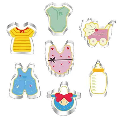 Set Of 7 Baby Themed Cookie Cutters - Stainless Steel Baby Shower Biscuit Mold • £4.99