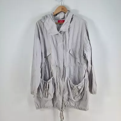 Tigerlily Womens Anorak Jacket Size 10 Grey Zip Hooded Long Sleeve 056718 • $49.95