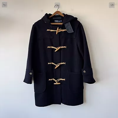 VTG Polo Ralph Lauren Navy Wool Duffle Coat Jacket Rope Toggle Mens Size S USA • $99.99